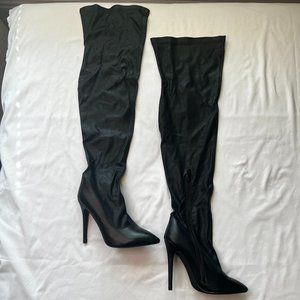 Public Desire Women's Over the Knee Faux Leather Heel Boots - Size 7